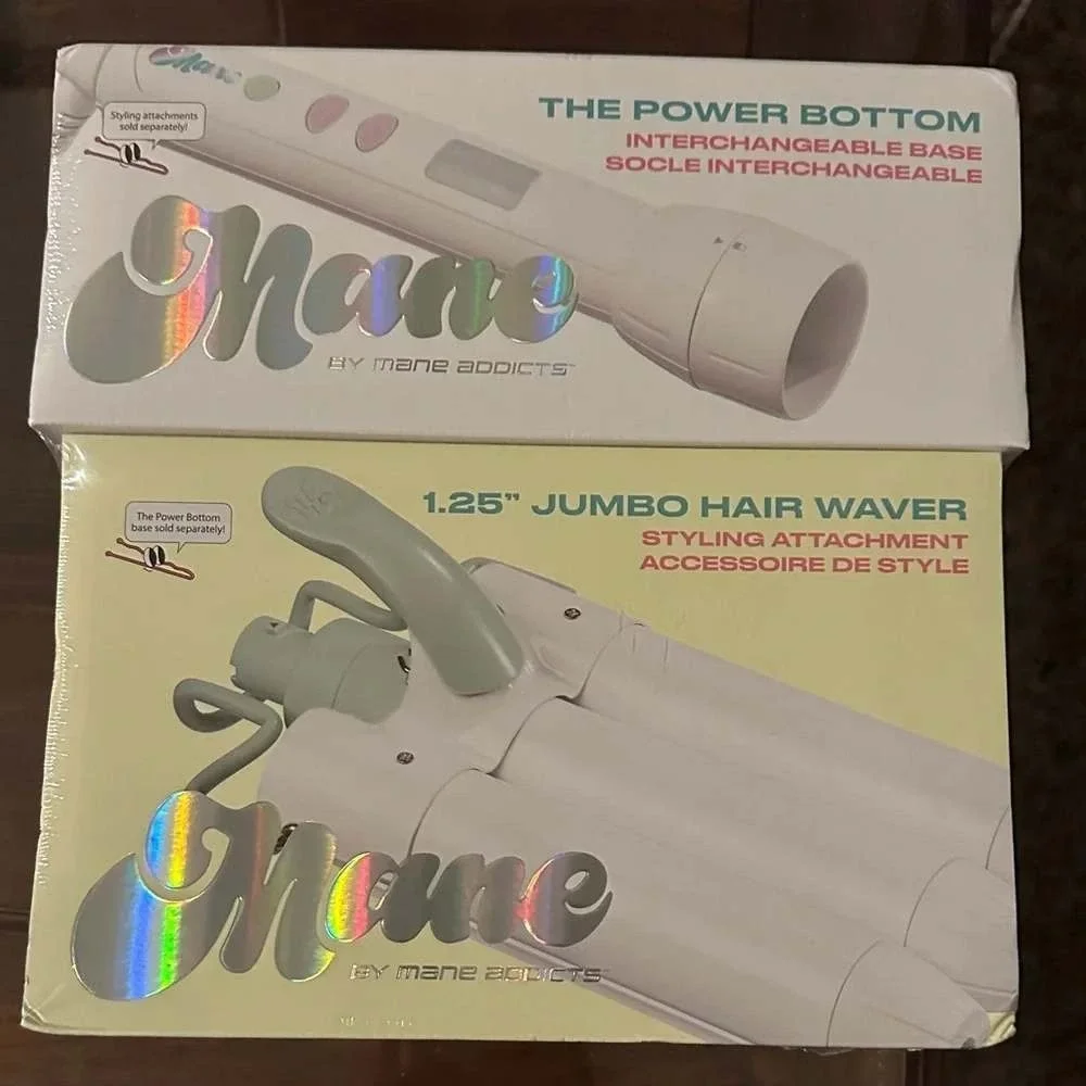 MANE 1.25 in. Jumbo Hair Waver with Power Bottom Interchangeable Base NIB